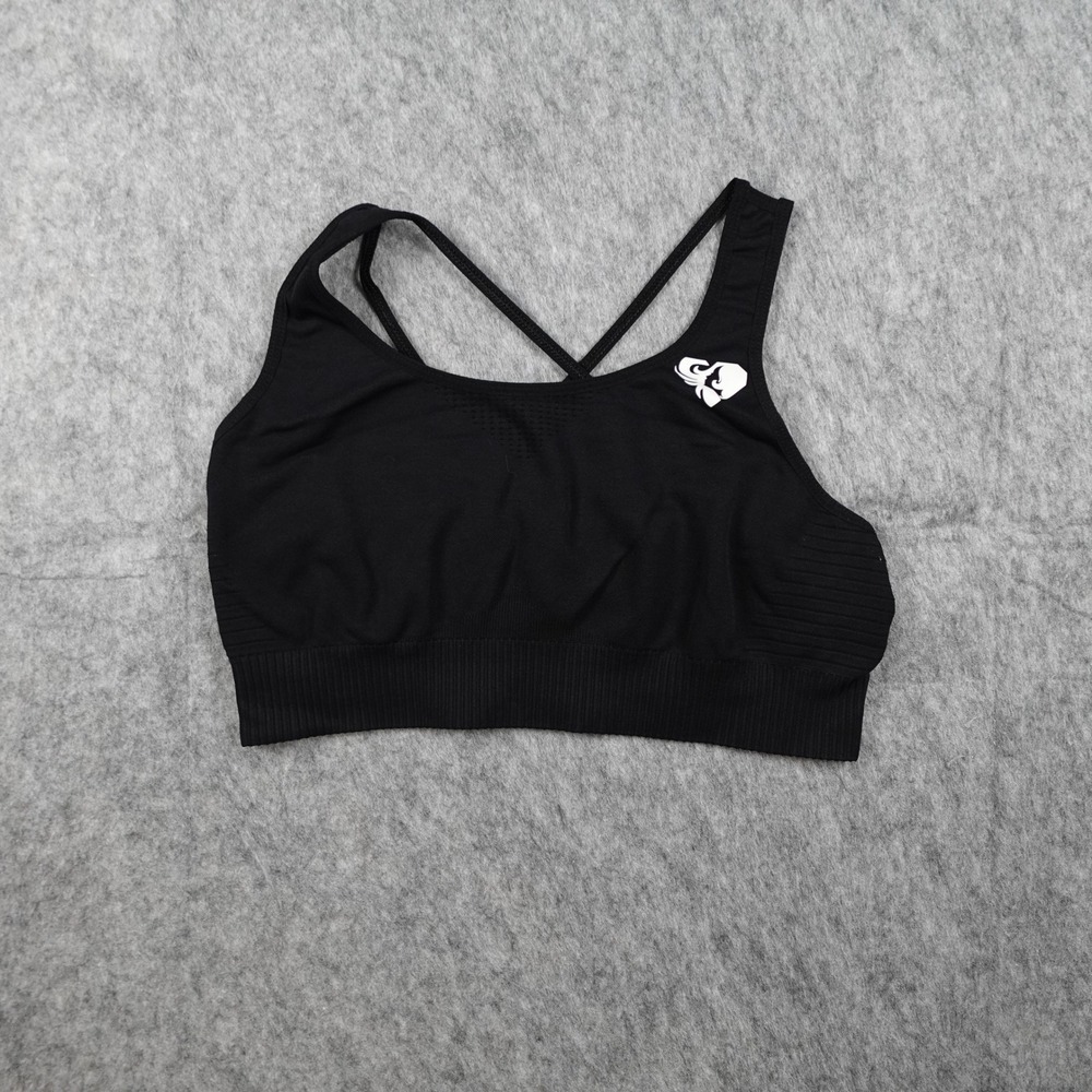 Womens Best Sports Bra Medium Black Seamless Strappy Criss Cross Back Activewear
